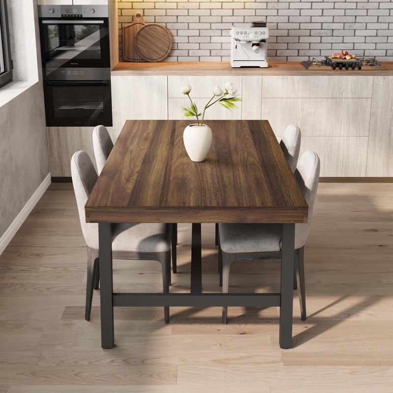Industrial Dining Table For 6~8 People, 70.87" Long Rectangle Dining Table, Dark Brown