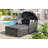 79.9" Outdoor Sunbed With Adjustable Canopy, Double Lounge, PE Rattan Daybed, Wicker And Cushion-841589949-841589950