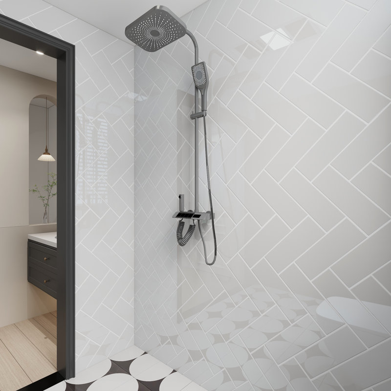 Glass Subway 4" x 12" Wall Tile, Light Gray