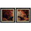 Autumn Forest Moonlight Stone Bridge Landscape - Art mural encadré en papier dans la chambre principale, 2 pièces-123831205-123831206