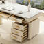 Bureau d'ordinateur gris à trois tiroirs-1755230963