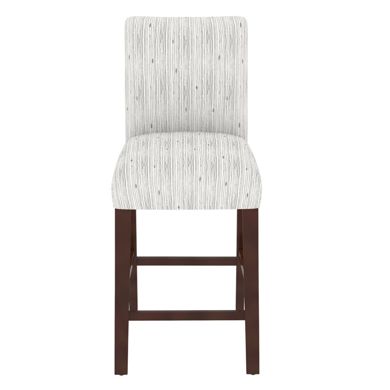Hadrien Bar & Counter Stool, Bar Stool (31” Seat Height), Espresso, Shibori Stripe Grey