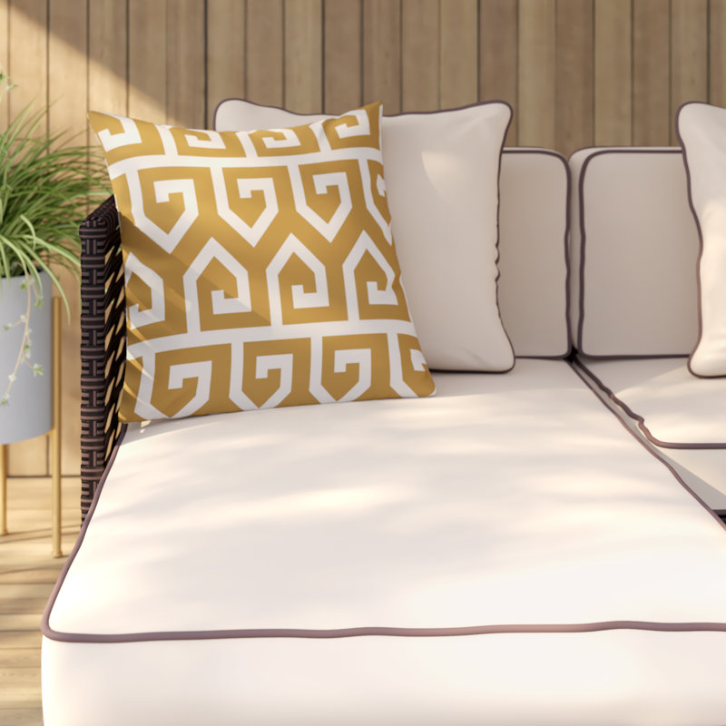 Geometric Outdoor Reversible Throw Pillow, Gold