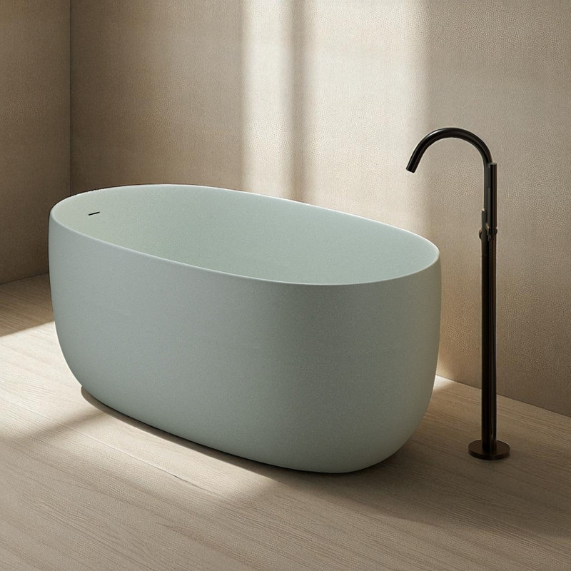 51'' X 25.6'' Freestanding Soaking Solid Surface Stone Resin Bathtub, Green