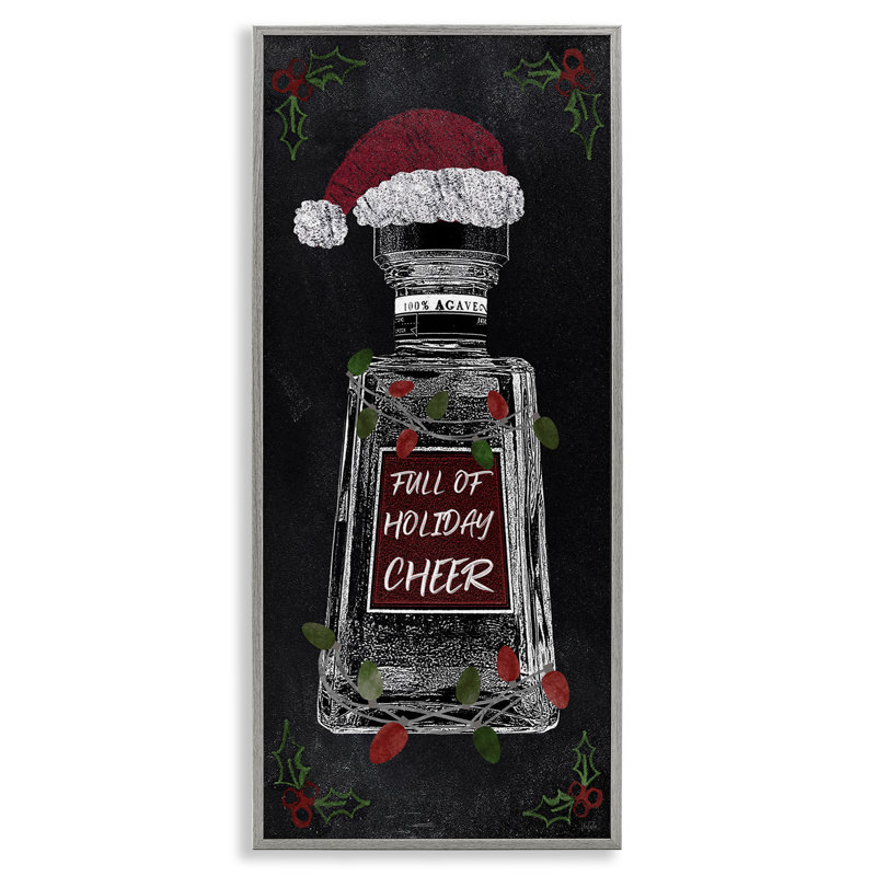 «Holiday Cheer Bottle», art mural sur toile par Natalie Carpentieri, Estampe numérique Farmhouse, H 24 po x l 10 po