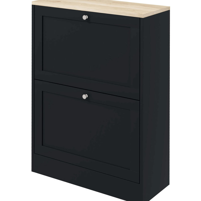 Entryway Shoe Cabinet - Black, 2 Flip Drawers & Adjustable Shelves For 12 Pairs Of Shoes, Modern Look Black Beautiful