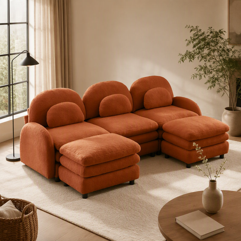 Canapé modulaire Teddy, L 98,2 po, Orange Teddy