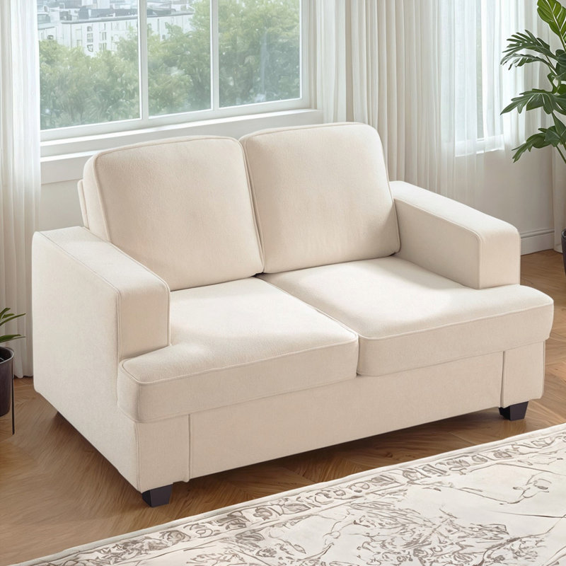 Soft upholstery cushion back Loveseat, Ivory