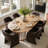 6- Person Dining Table Sets With Extendabe Oval Table & 6 Upholstered Chenile Diining Chairs-1675814878
