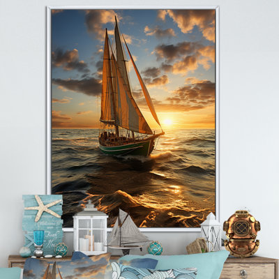 Voilier au coucher du soleil II sur toile