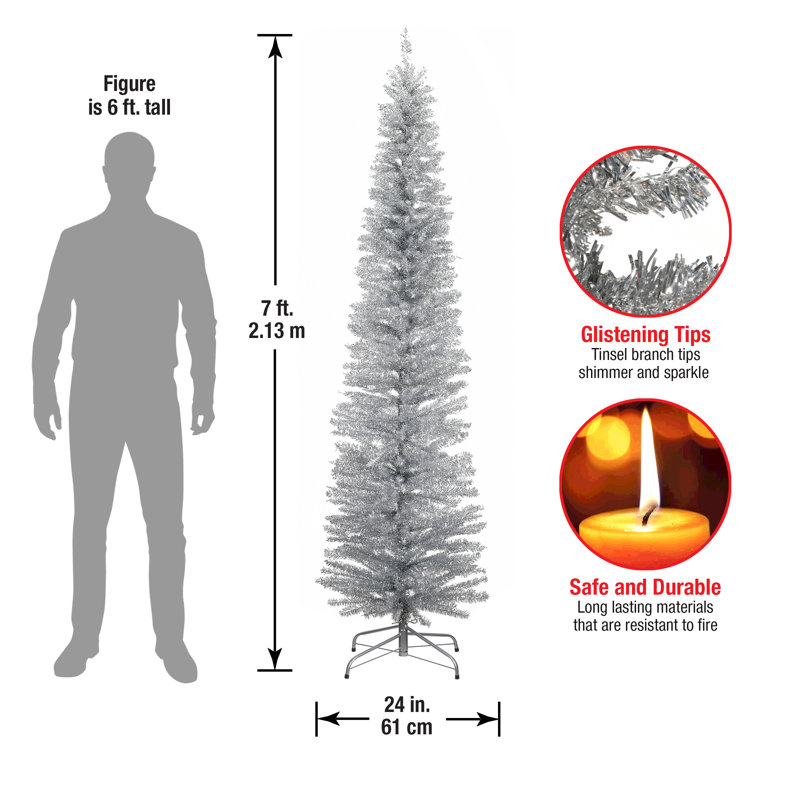 Silver Tinsel Tree, 7'