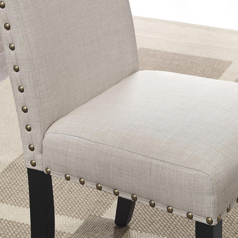 Ensemble de 2 tabourets de bar en tissu avec garniture cloutée Biony , Tanné
