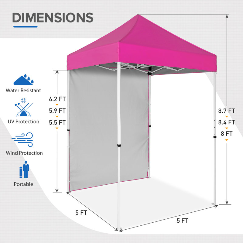 Pink Outdoor Portable Canopy Tent with Removable Sunwall
