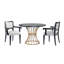 Ensemble de salle à manger rond 3 pièces avec table en chêne foncé de 42 pouces, 2 chaises beiges et finition dorée - style rustique moderne pour les petits espaces