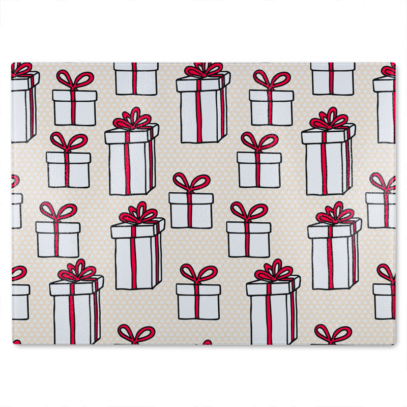 Simple Pattern Dining Glass Chopping Board, 40cm L x 28cm W