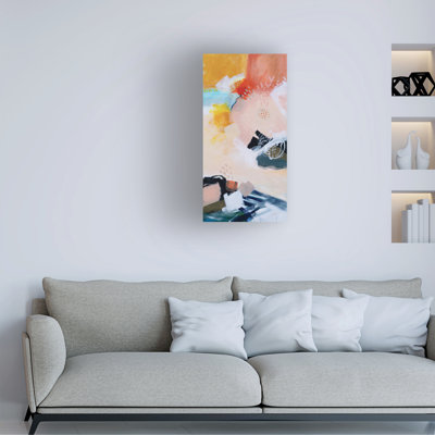 Art mural sur toile tendue - «Radiant Ocean Bloom» de Katherine Irvin pour décoration de salon, de chambre à coucher ou de bureau - 24 x 47