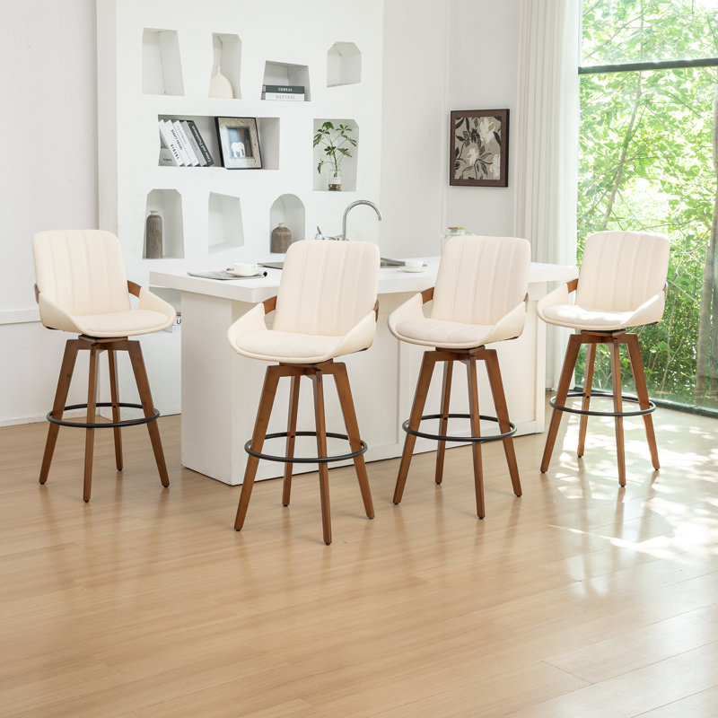 Upholstered Counter Stool, Beige, 4, Counter Stool (66.8cmSeat Height)