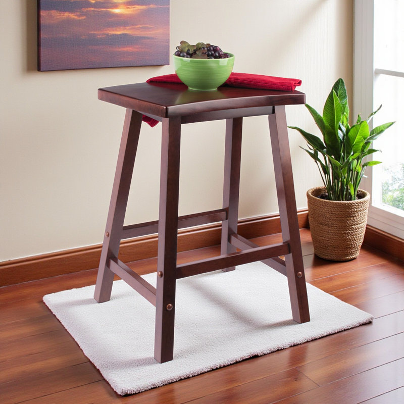 Margot Fan Shape Counter Stool in Walnut Finish, 23.62'' H X 19.55'' W X 14.29'' D