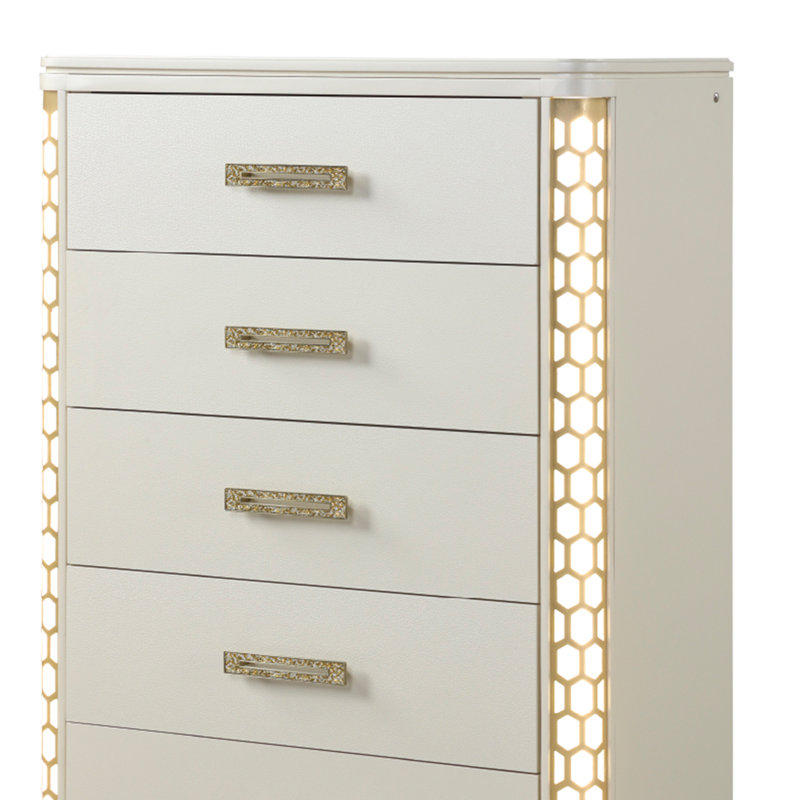 Commode beige à 5 tiroirs Devien