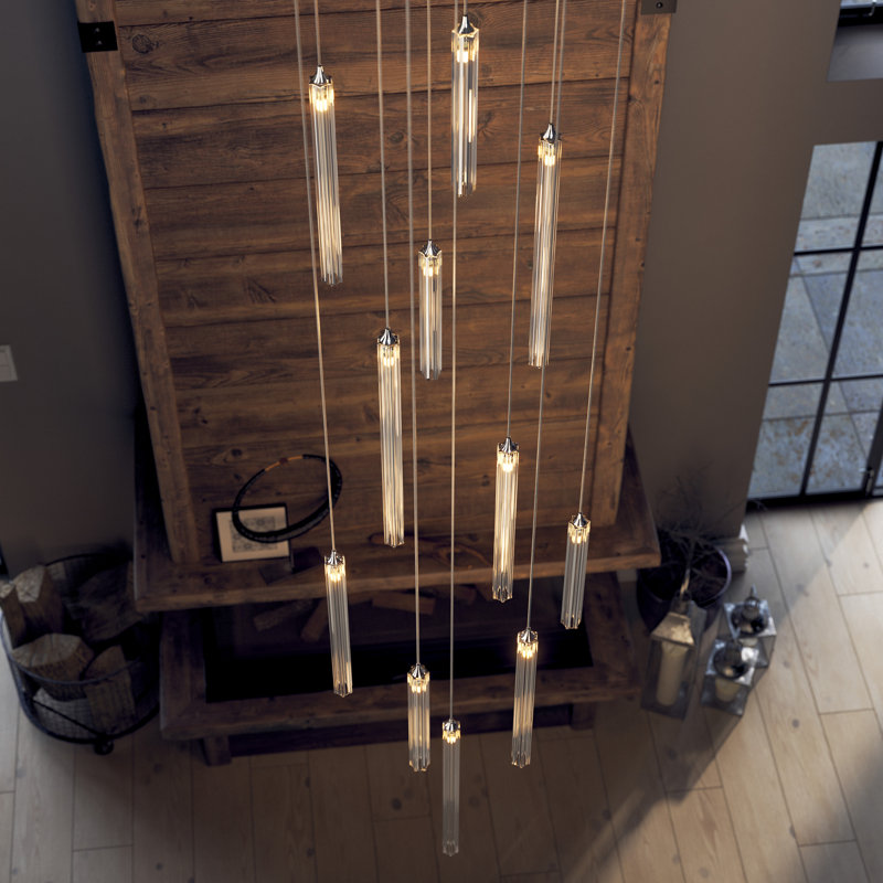 Krystal 11 Clear Glass Pendants Chandelier, 144", Black