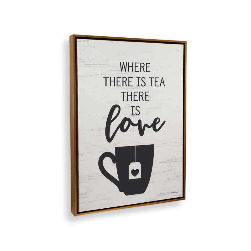 «Where There is Tea» par Art texturé, L 24 po x H 32 po, Toile avec cadre, Doré