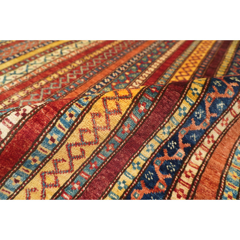 Aryana Wool Striped Area Rug in Red