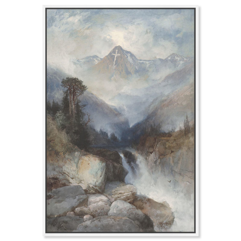 Art montagnard sur toile, montagne de la Sainte-Croix, par Art Remedy, Cadre blanc, H 25 po x l 17 po