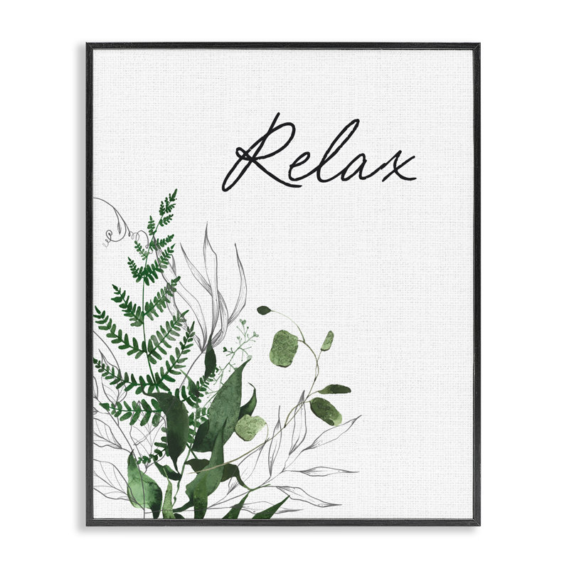 «Relax Ferns & Botanicals», estampe numérique giclée, H 14 po x l 11 po, Giclée encadrée noir minuit