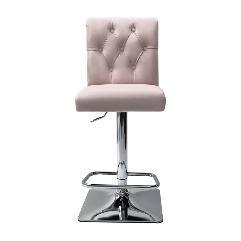 Segarra Swivel Upholstered Adjustable Height Counter Stool with Metal Frame, Pink