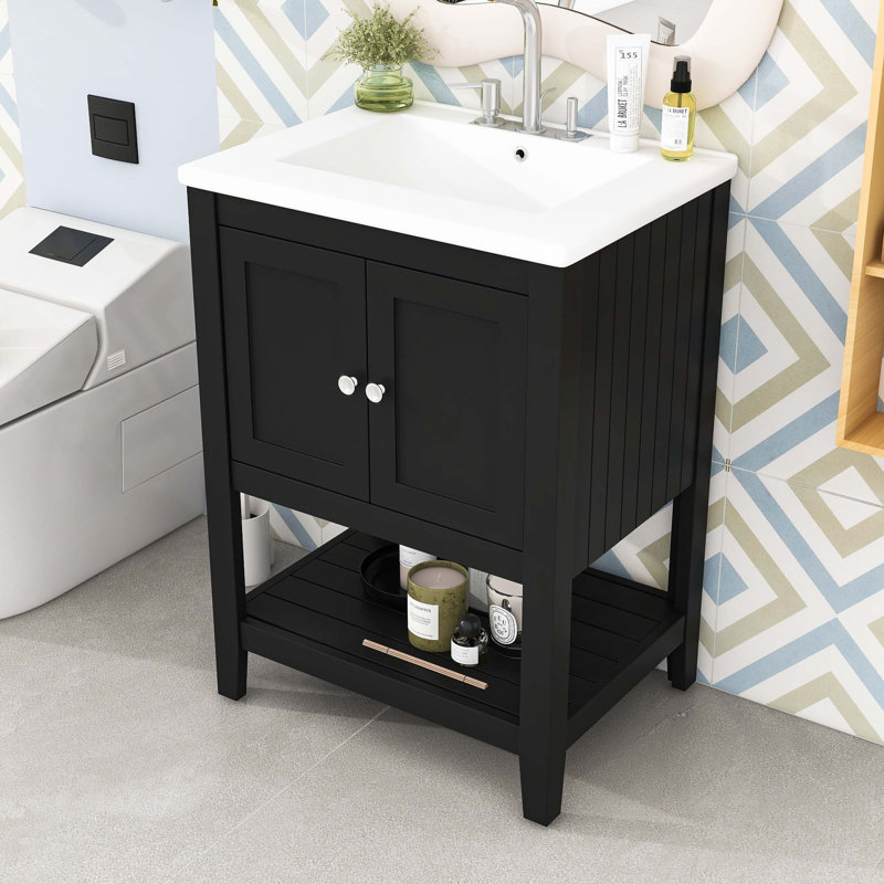 Bathroom Vanity Ceramic Sink with Shelf