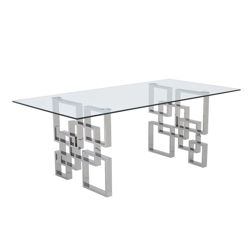 Godley 6 - Person Glass Top Double Pedestal Dining Set, Navy Blue