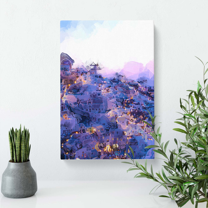 The Oia Santorini Skyline In Greece In Abstract - Wrapped Canvas Print, 76cm H x 50cm W x 3cm D