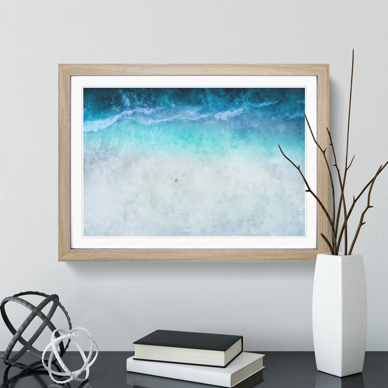 Beach In The Maldives - Single Picture Frame Painting on MDF, 50cm H x 76cm W x 2cm D, Oak