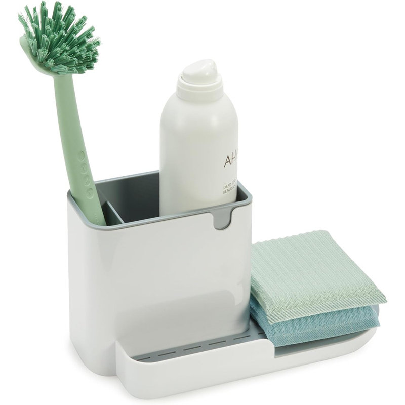 Organisateur d'évier de cuisine et porte-éponge - grand, blanc - rangement polyvalent pour évier de cuisine et comptoir