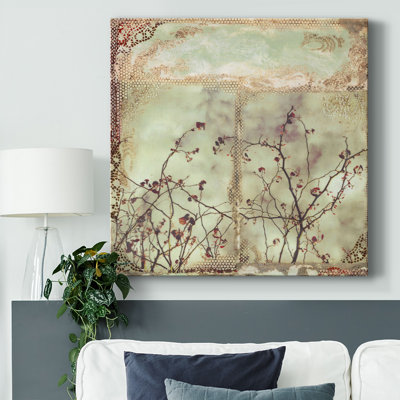 Feuille rouge sur toile