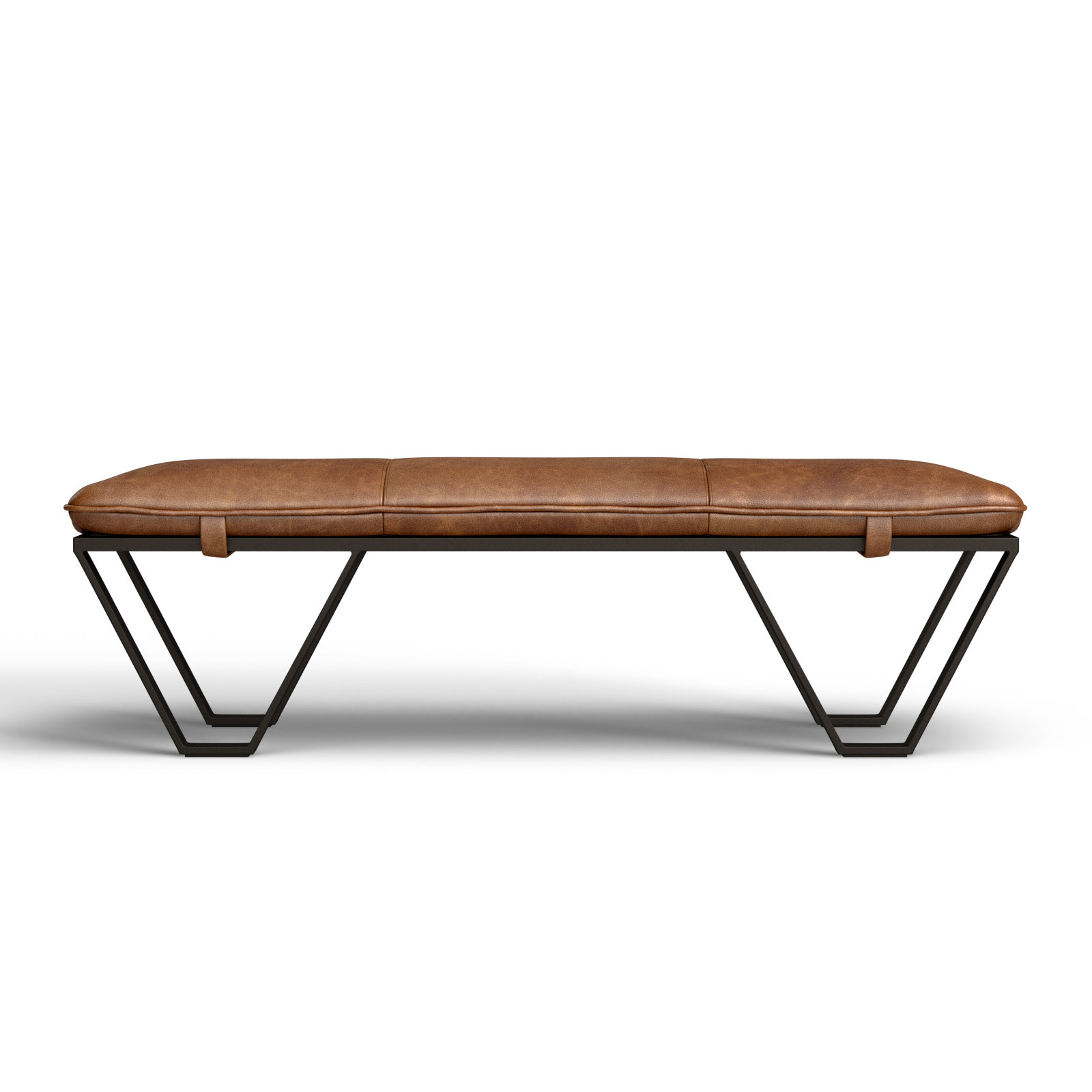 Skylar Genuine Leather Bench, Palermo Cognac Genuine Leather