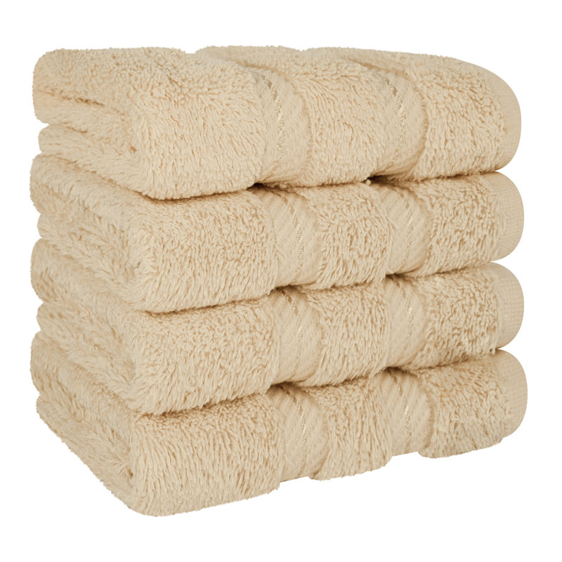 Darcelle 100% Cotton 4-Piece Turkish Washcloth Set, Sand Taupe