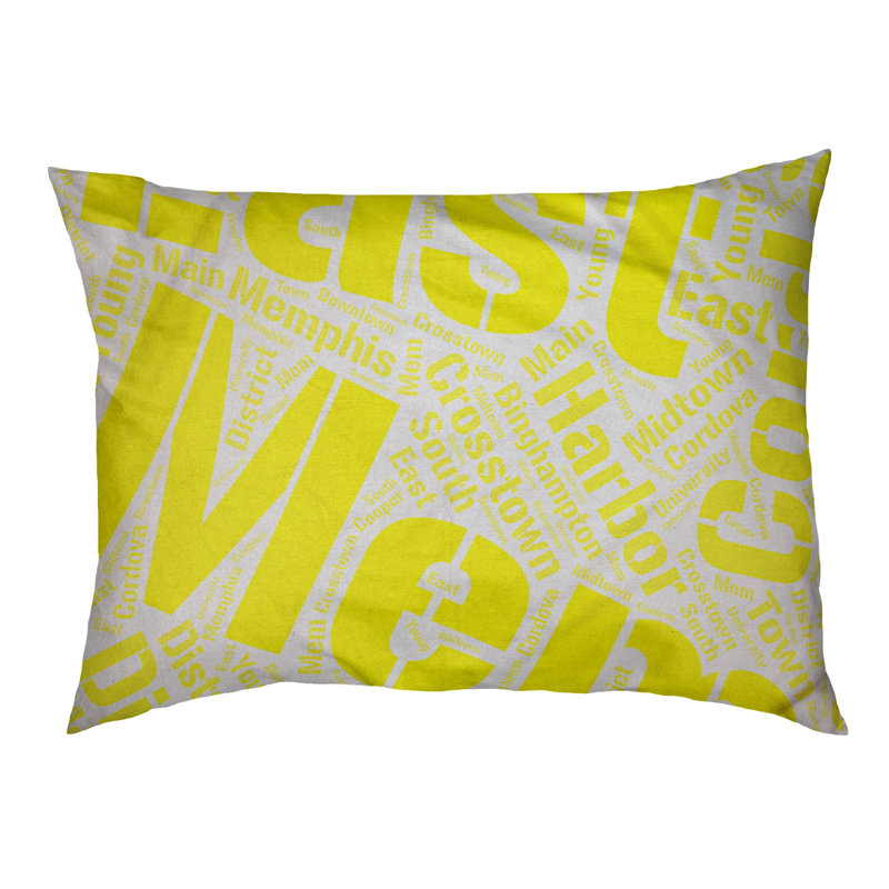 Coussin de chien « districts », Grand (l 40 po x P 30 po x H 14 po), Jaune, Memphis