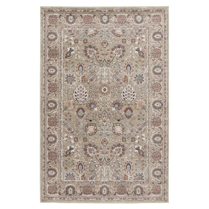 17 Stories Lummus Taupe/Red Indoor Polypropylene/Polyester Area Rug, Rectangle 7'10" x 9'10"
