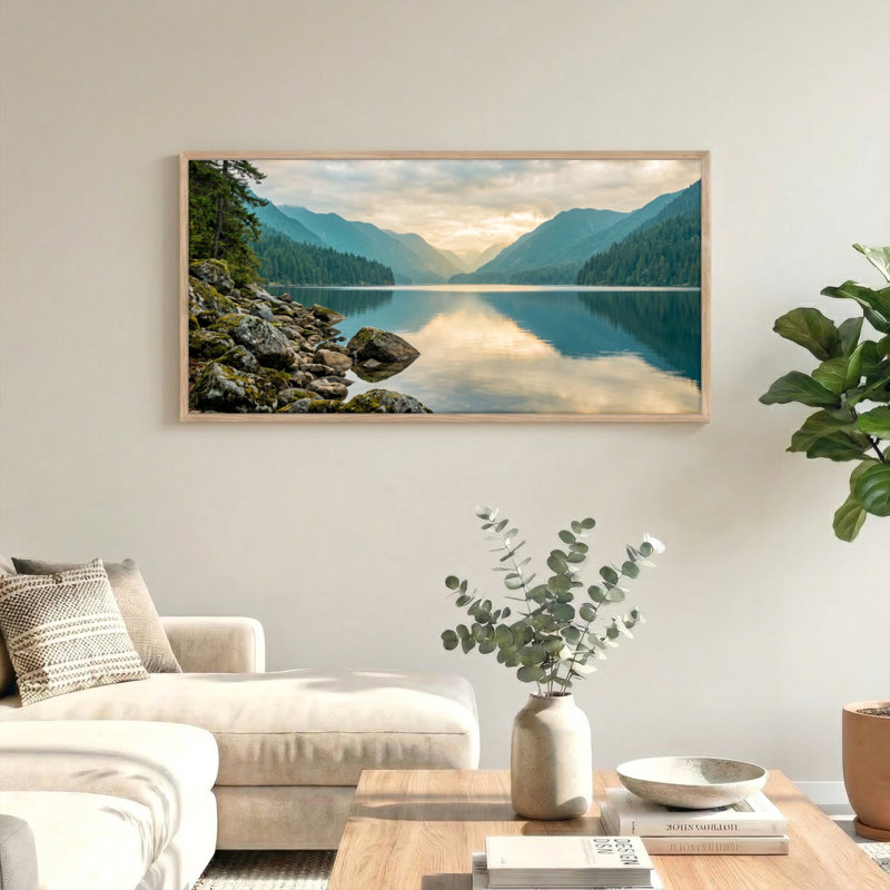«Mountain Lake», reproduction d'art sur toile, ensemble de 1, L 58 po x H 28 po, Naturel