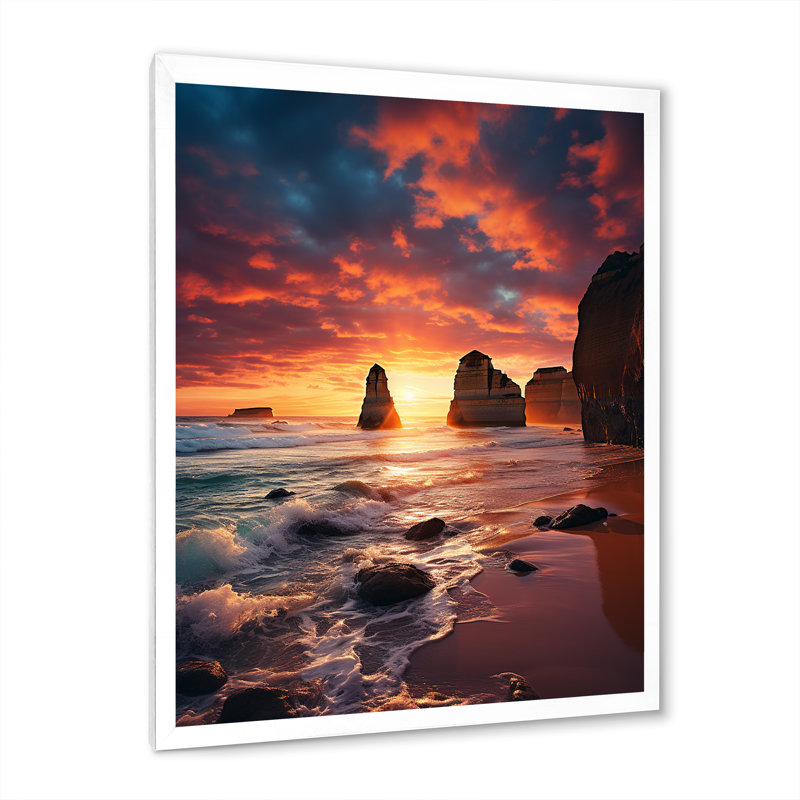 Australie, douze apôtres majestueux II sur toile, H 20 po x l 12 po x P 1 po, Cadre photo blanc