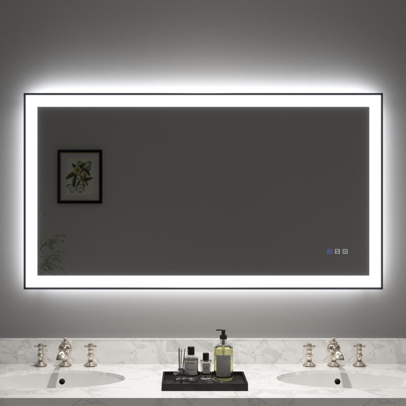 Miroir de salle de bain multifonctionnel éclairé, H 60 po x l 36 po