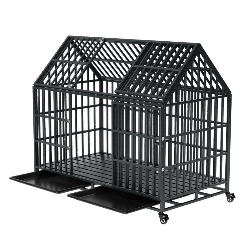 Cage pour chien spacieuse de 52 po avec structure en métal robuste et mobilité facile