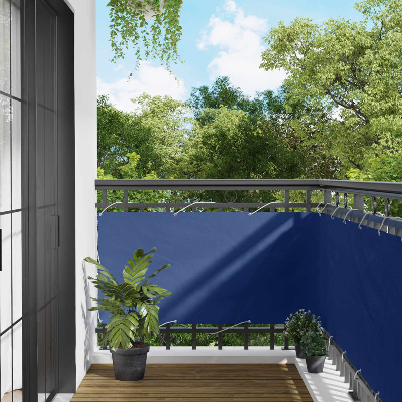 Vidaxl Balcony Screen Outdoor Privacy Screen Fence Patio Screen Oxford Fabric, 75cm H x 200cm W, Blue
