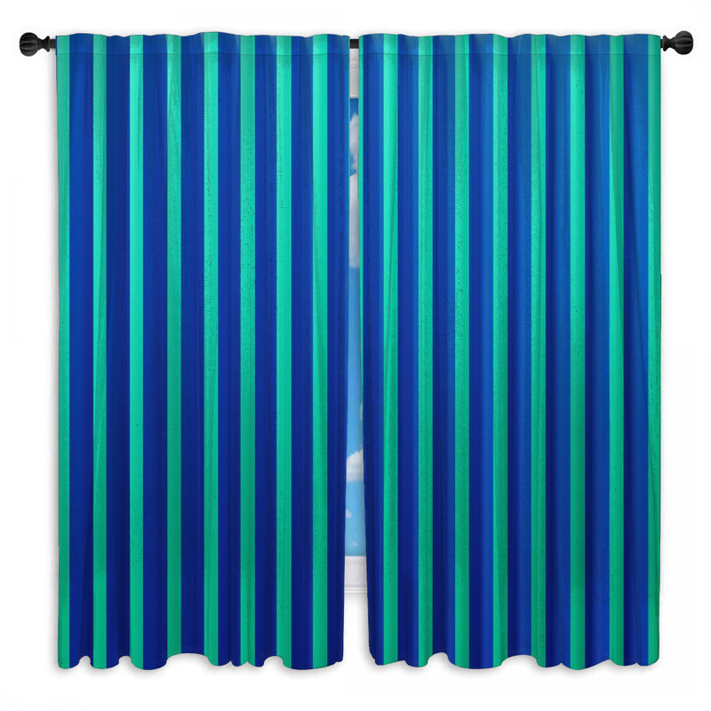 Rideaux de fenêtre à rayures verticales bleues et voilage - 2 panneaux, 56 po x 76 po - 2 panneaux, Transparent