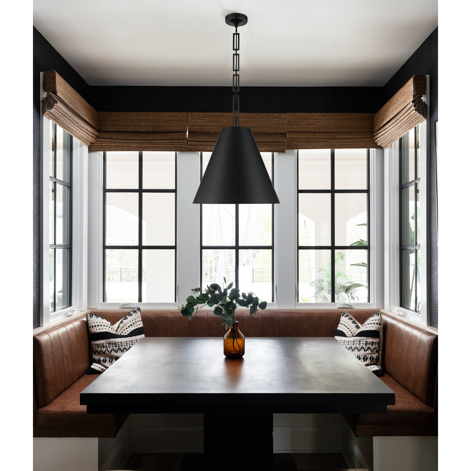 Altair Dimmable Stainless Steel 3-Light Pendant, Matte Black/Antique Gold