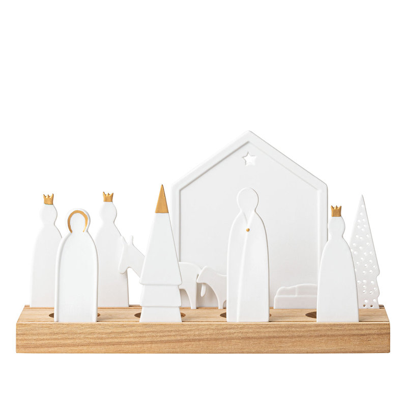 Christmas Nativity Set - Porcelain and Wood