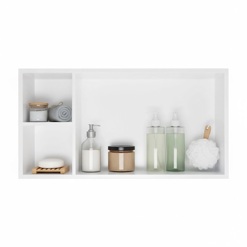 Niche de douche encastrée moderne en acier inoxydable 24 po x 12 po avec tablettes intégrées - blanc mat, Blanc mat