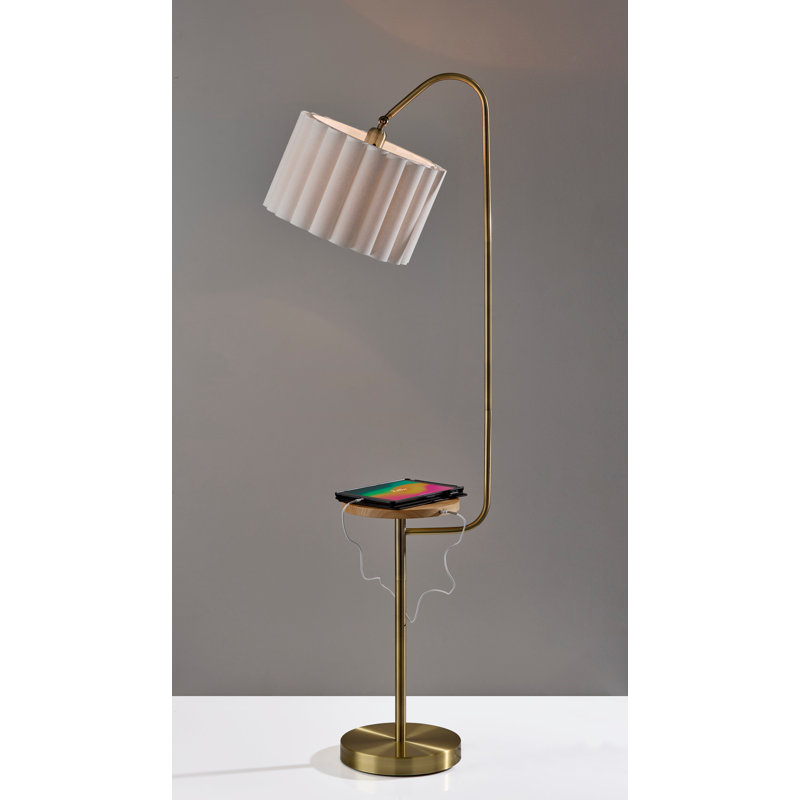 Lampe sur pied Caldwell, Beige, Laiton antique
