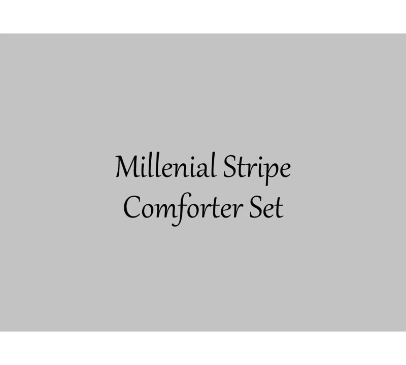 Ivory and Black Striped Microfiber Queen Comforter Set